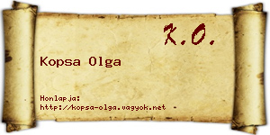 Kopsa Olga névjegykártya
